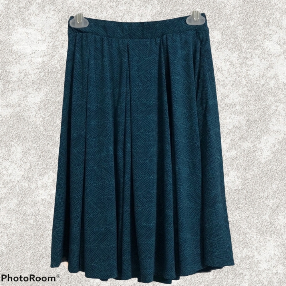 Lula Roe Teal Pocketed Madison Skirt XSmall